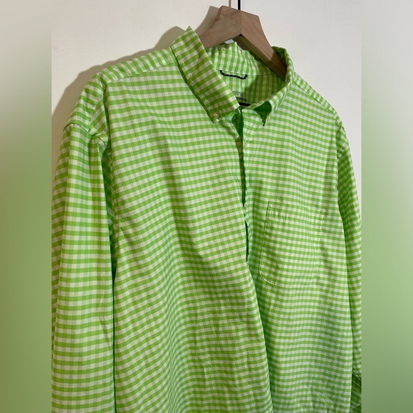 Vineyard Vines On-The-go Brrr° Gingham Button Down LS Shirt Lime Green Size XXL - Picture 3 of 11